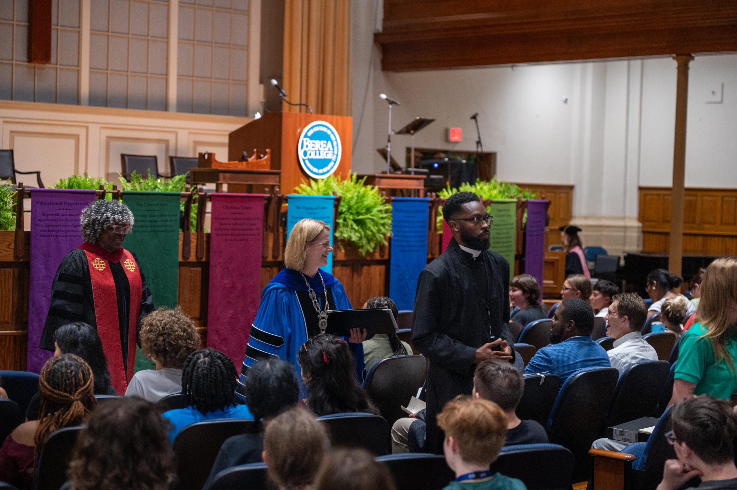 Dr. Cheryl Nixon and other Berea staff make their way to Phelps Stokes Chapel for the Ceremony of Dedication,